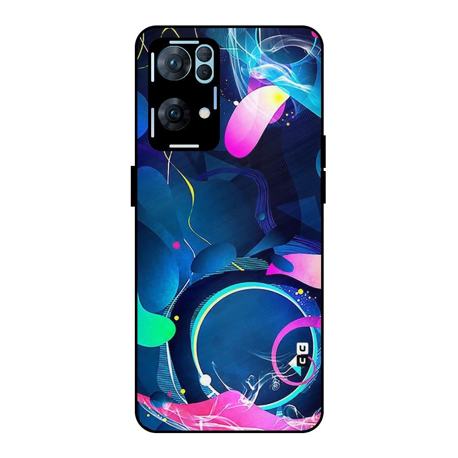 Blue Circle Flow Metal Back Case for Oppo Reno7 Pro 5G