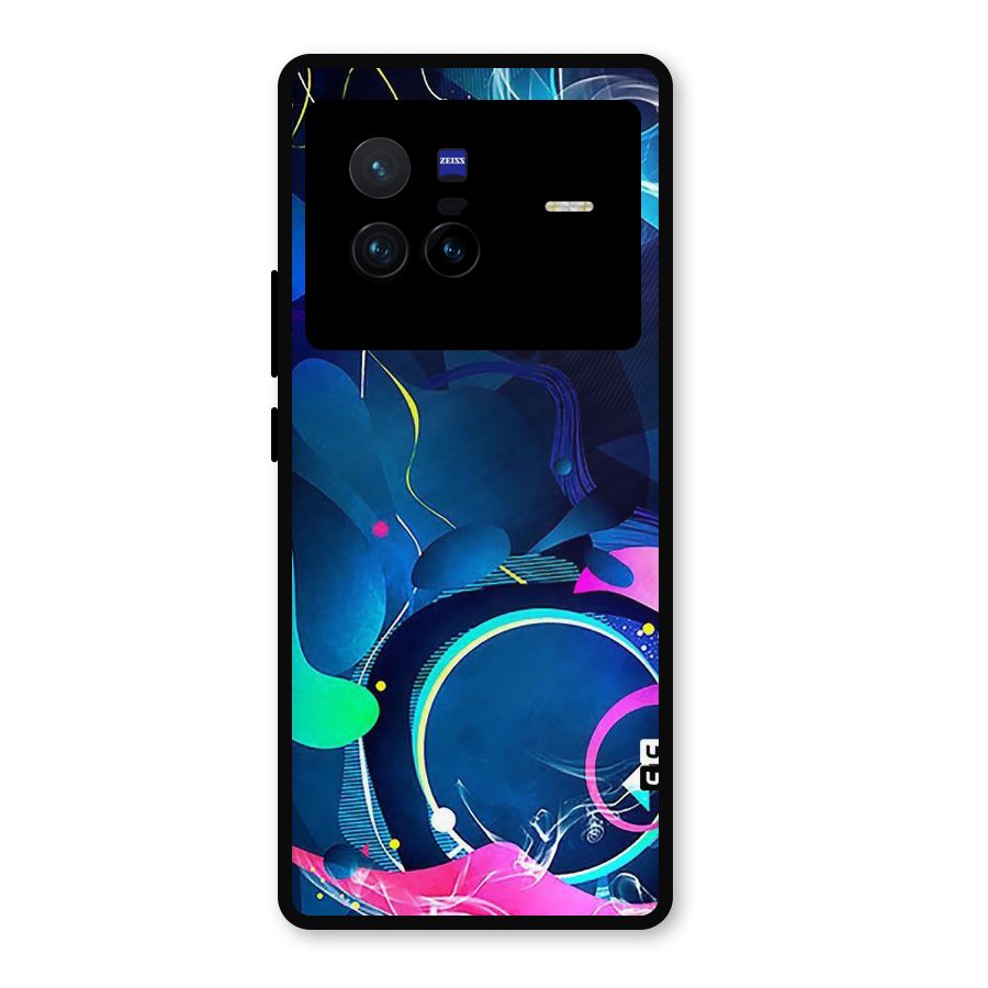 Blue Circle Flow Metal Back Case for Vivo X80
