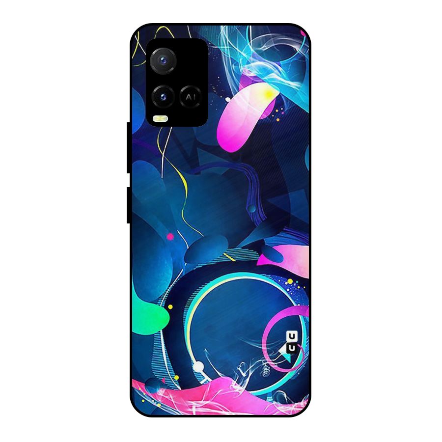 Blue Circle Flow Metal Back Case for Vivo Y21A