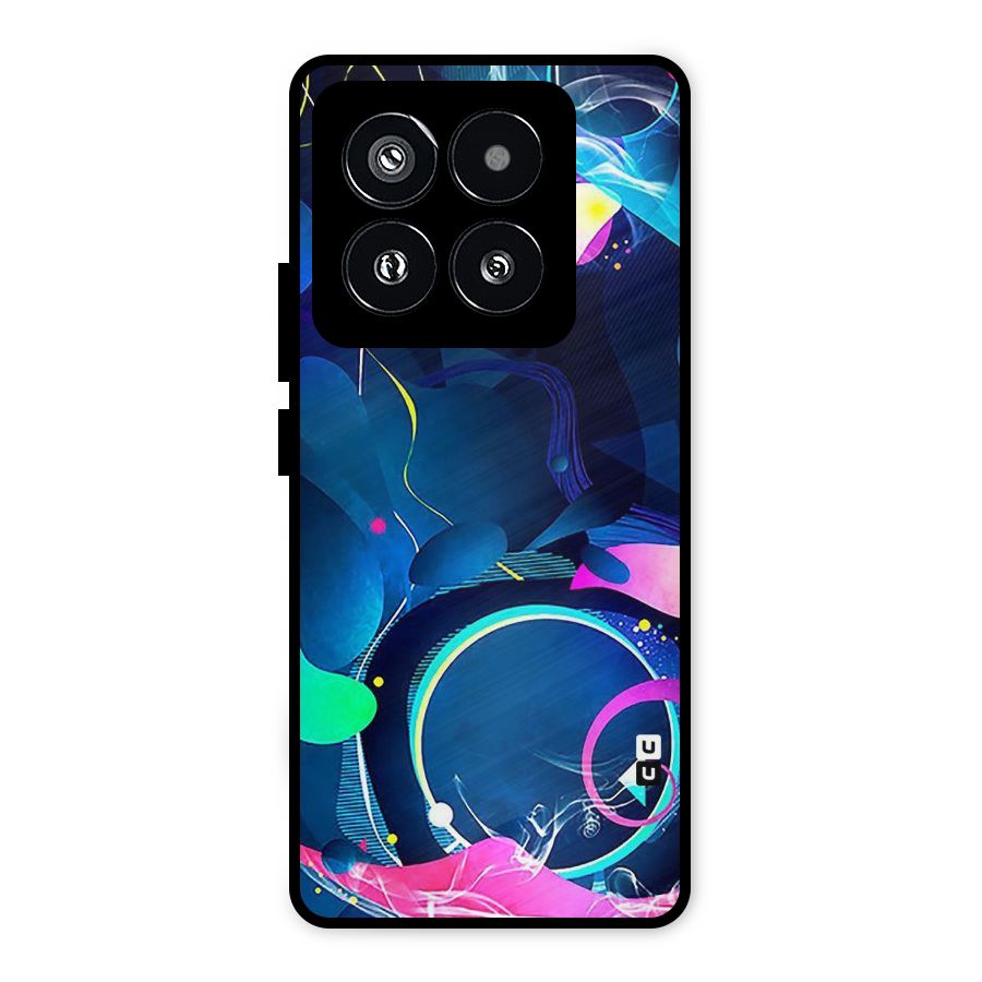 Blue Circle Flow Metal Back Case for Xiaomi 14 Pro