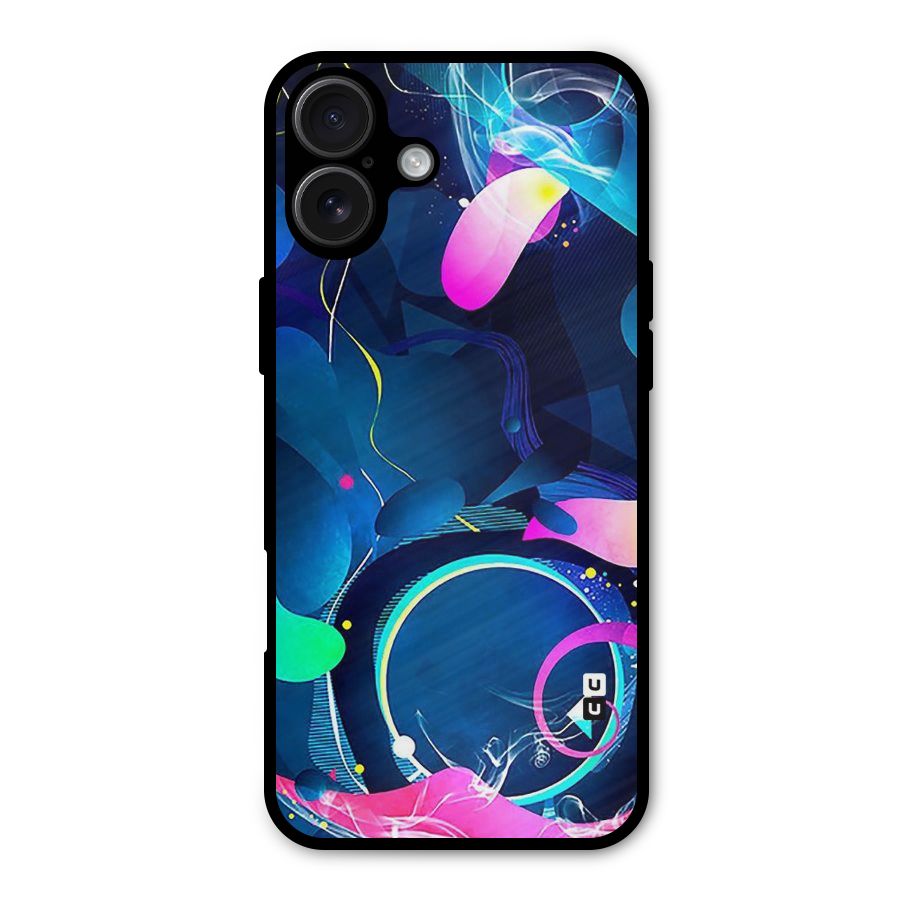 Blue Circle Flow Metal Back Case for iPhone 16 Plus