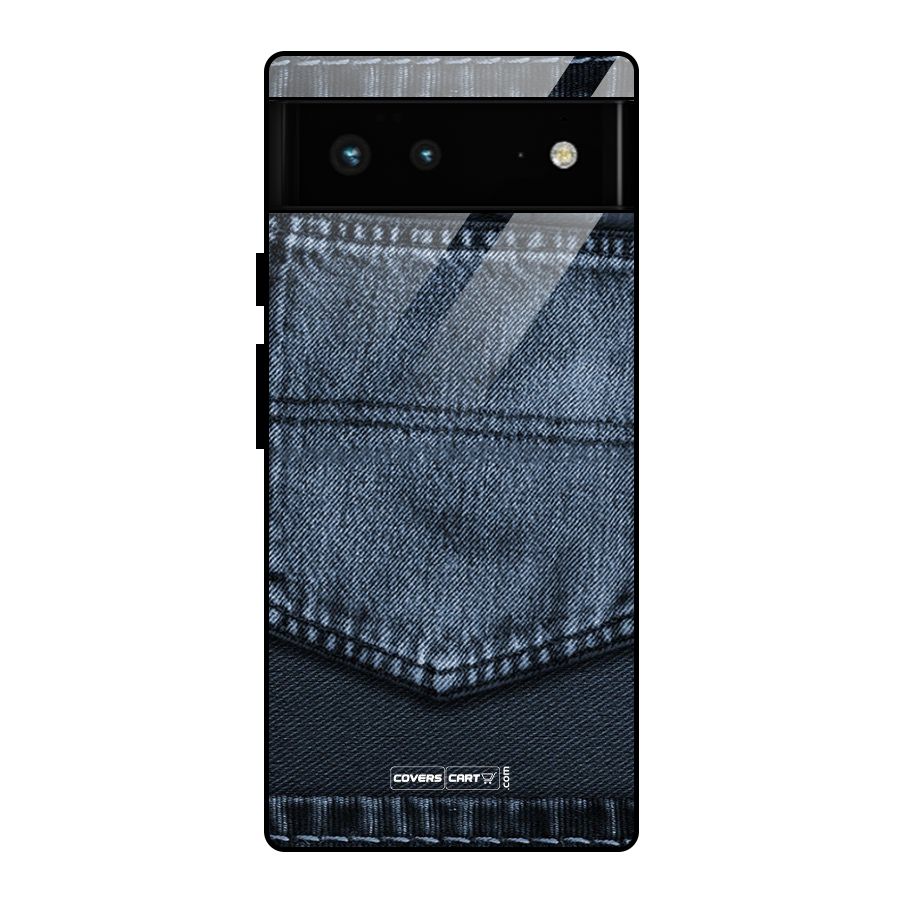 Blue Denim Glass Back Case for Google Pixel 6