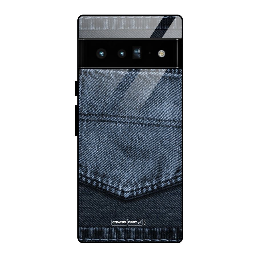 Blue Denim Glass Back Case for Google Pixel 6 Pro