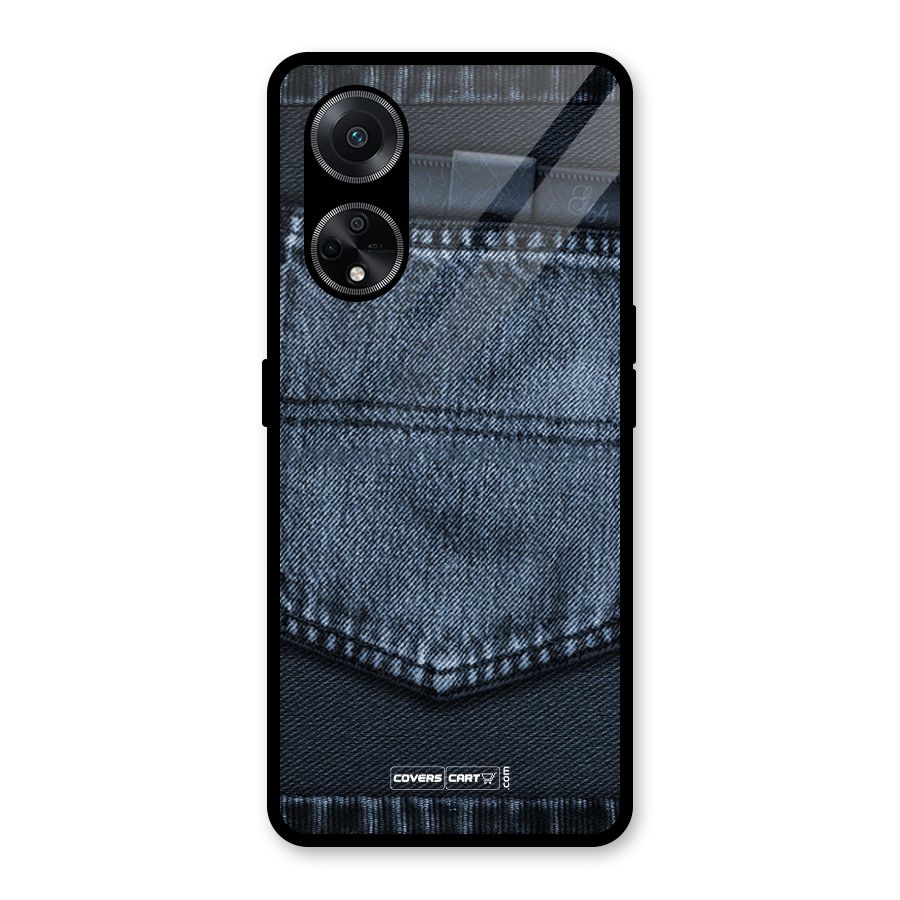 Blue Denim Glass Back Case for Oppo F23