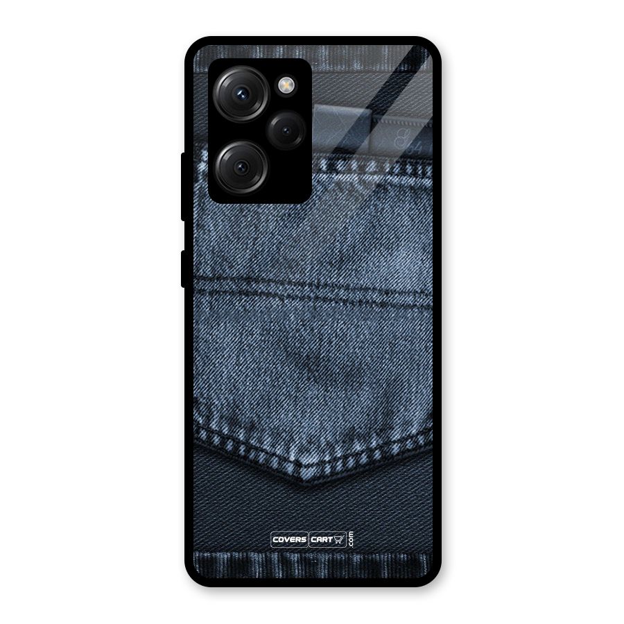 Blue Denim Glass Back Case for Poco X5 Pro