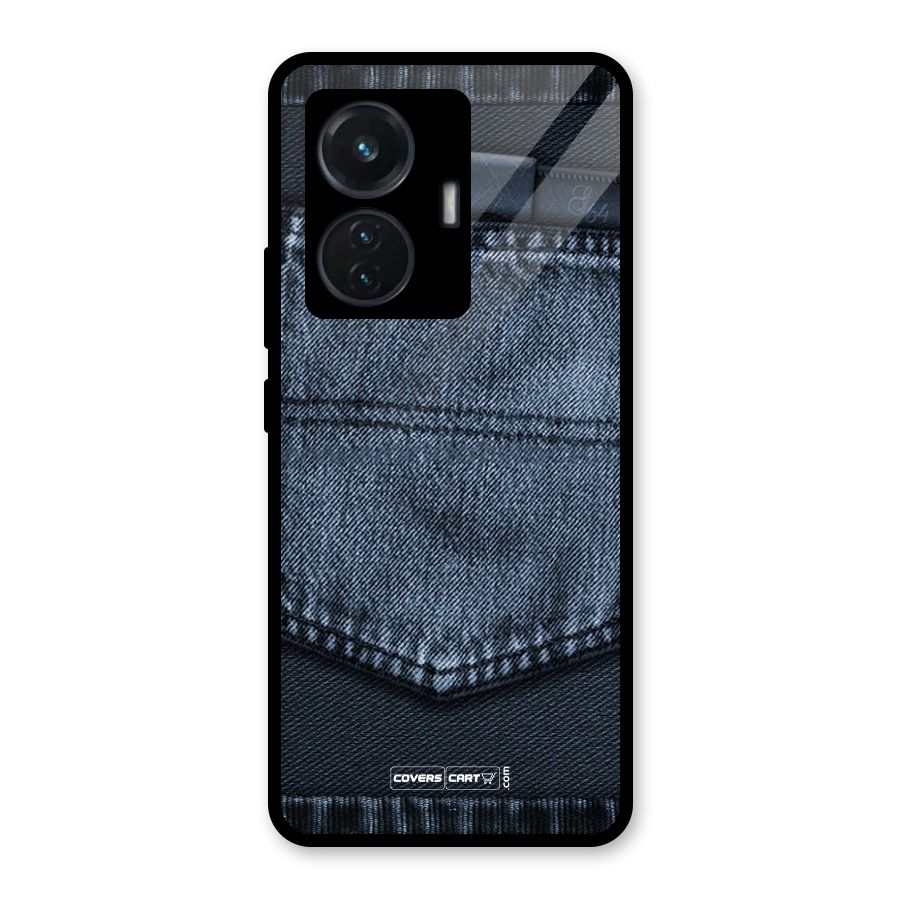 Blue Denim Glass Back Case for Vivo T1 44W