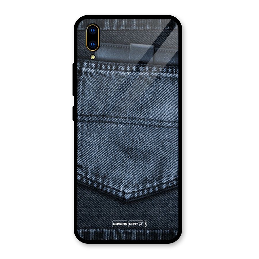Blue Denim Glass Back Case for Vivo V11 Pro
