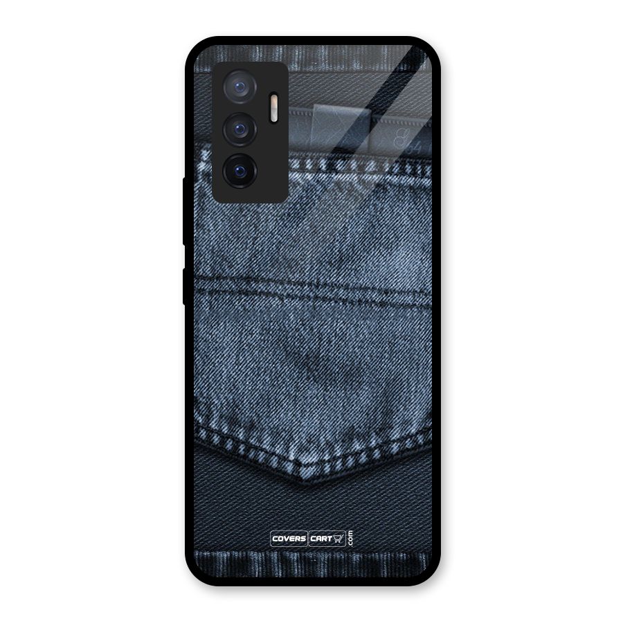 Blue Denim Glass Back Case for Vivo V23e