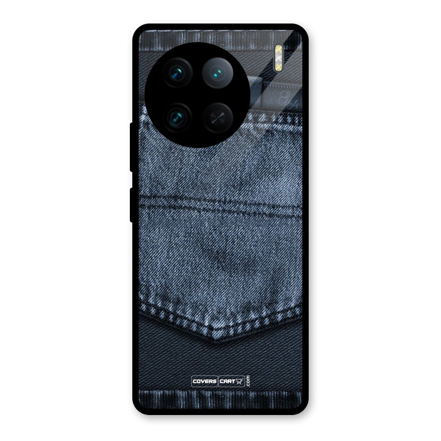 Blue Denim Glass Back Case for Vivo X90 Pro