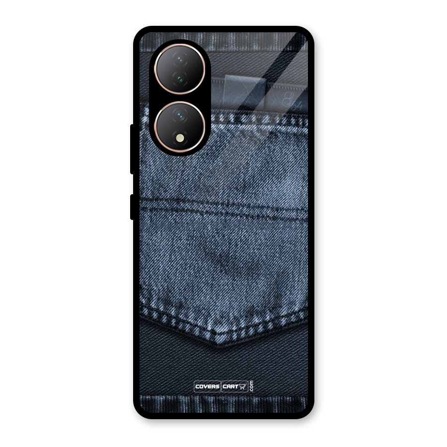 Blue Denim Glass Back Case for Vivo Y100A