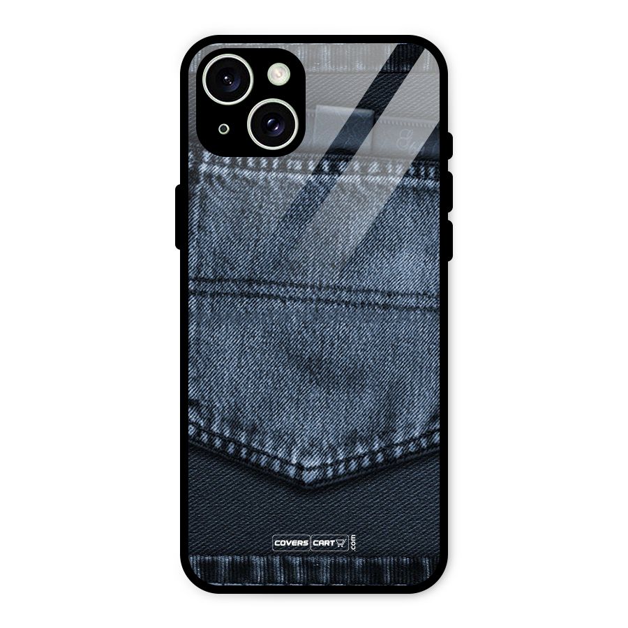 Blue Denim Glass Back Case for iPhone 15 Plus