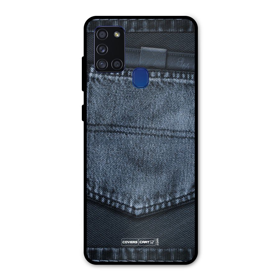 Blue Denim Metal Back Case for Galaxy A21s