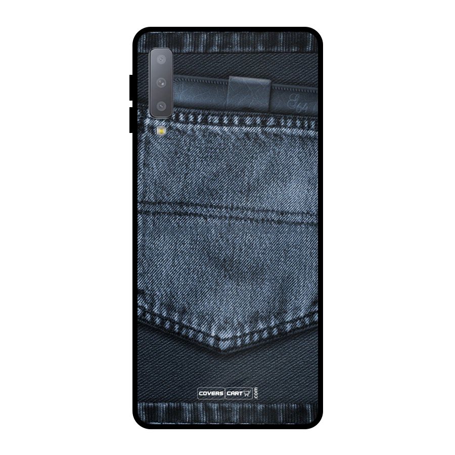 Blue Denim Metal Back Case for Galaxy A7 (2018)