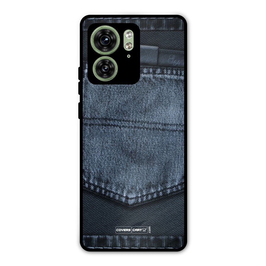 Blue Denim Metal Back Case for Motorola Edge 40 5G