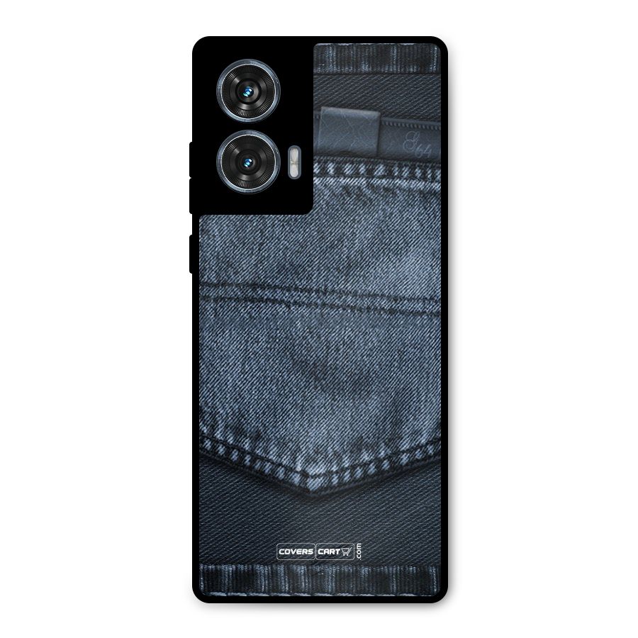 Blue Denim Metal Back Case for Motorola Edge 50 Fusion