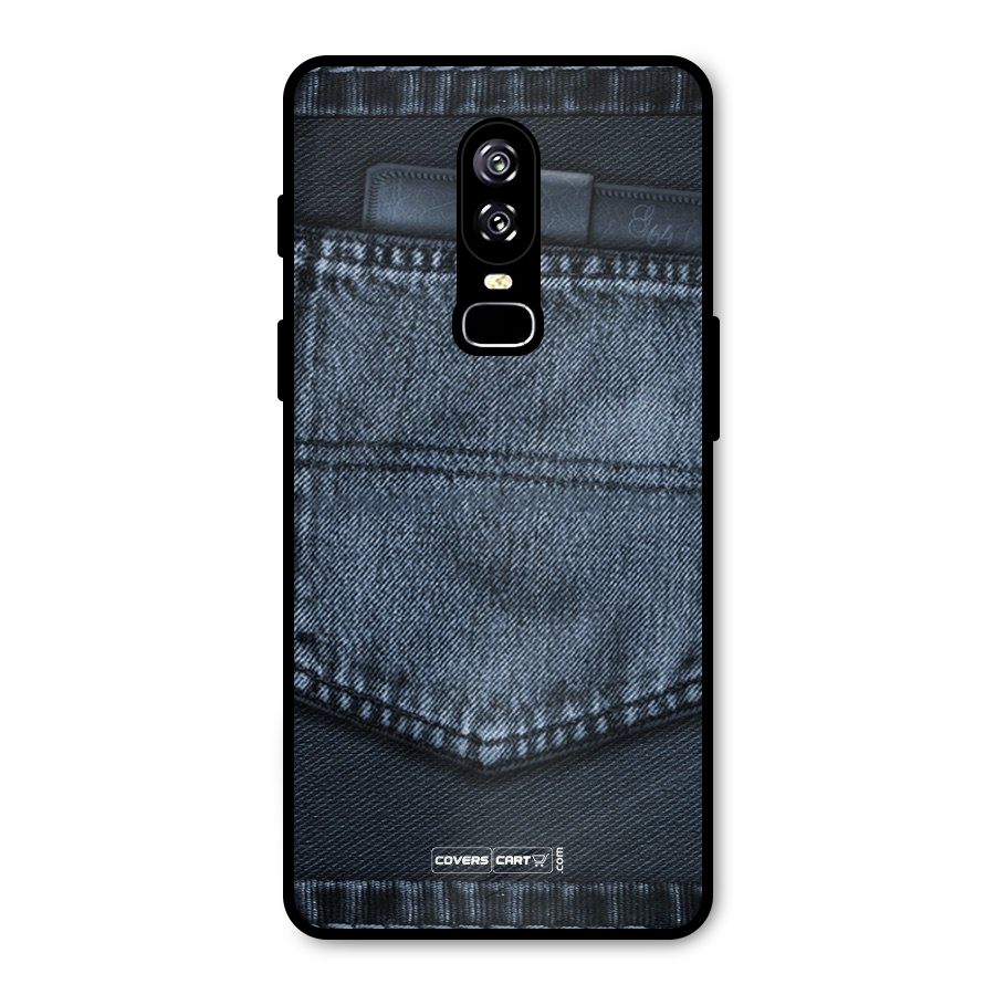 Blue Denim Metal Back Case for OnePlus 6