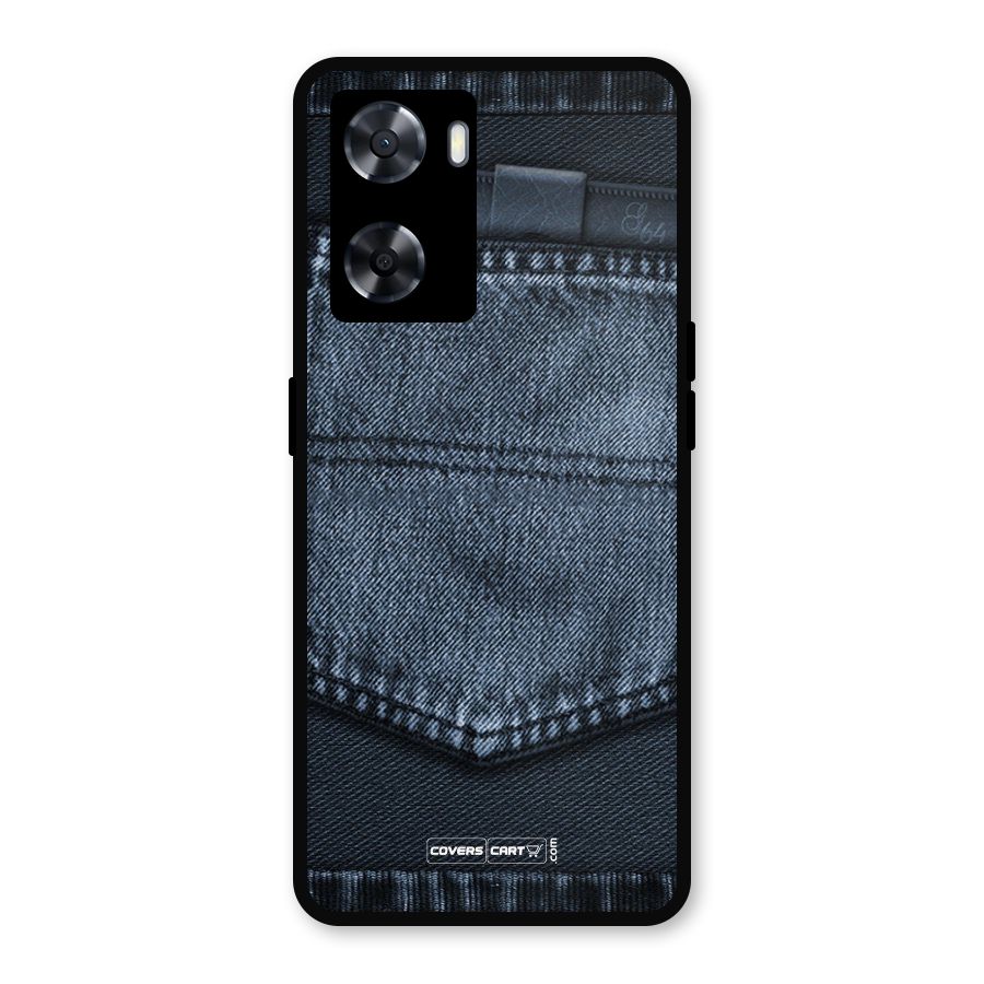 Blue Denim Metal Back Case for Oppo A57 2022