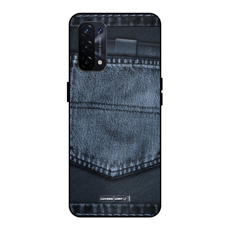 Blue Denim Metal Back Case for Oppo A74 5G