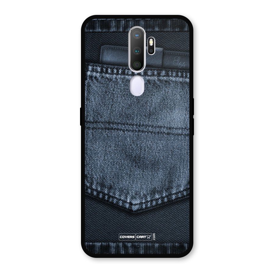 Blue Denim Metal Back Case for Oppo A9 (2020)