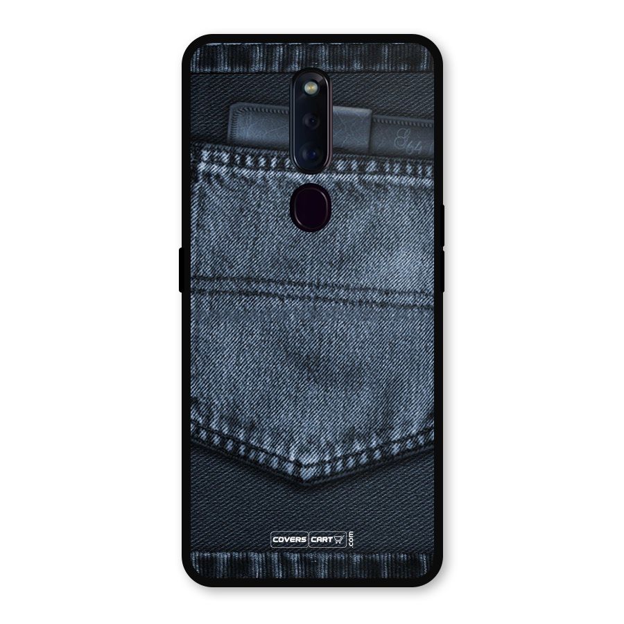 Blue Denim Metal Back Case for Oppo F11 Pro