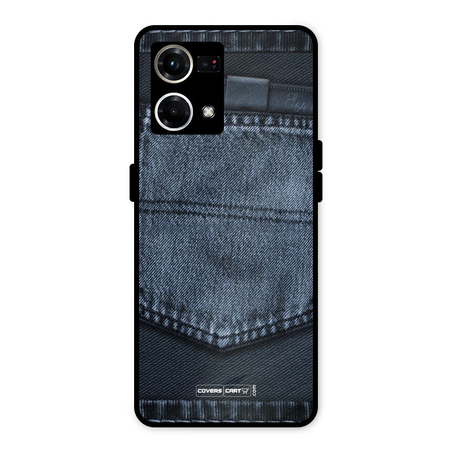 Blue Denim Metal Back Case for Oppo F21 Pro 4G