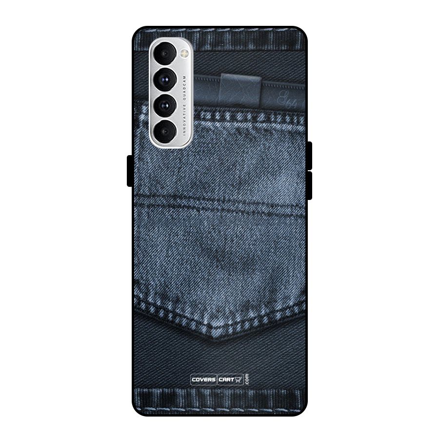 Blue Denim Metal Back Case for Oppo Reno4 Pro