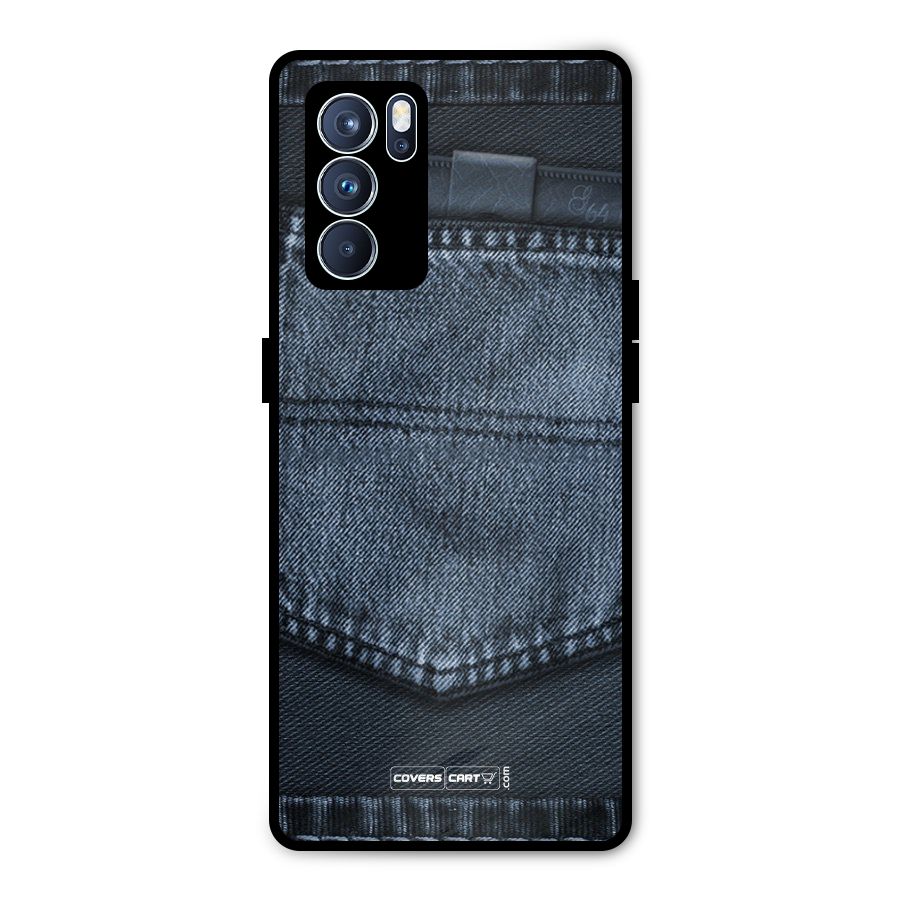Blue Denim Metal Back Case for Oppo Reno6 Pro 5G