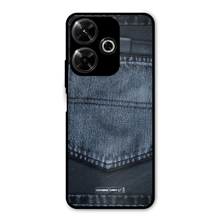 Blue Denim Metal Back Case for Poco M6 Plus