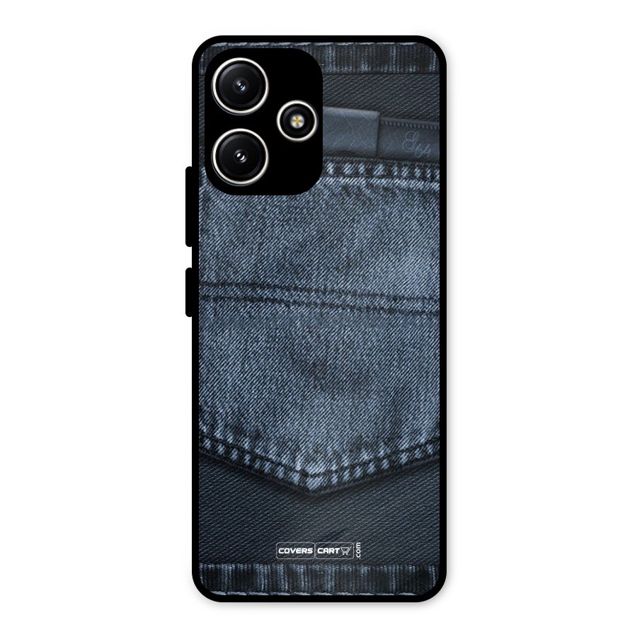 Blue Denim Metal Back Case for Poco M6 Pro