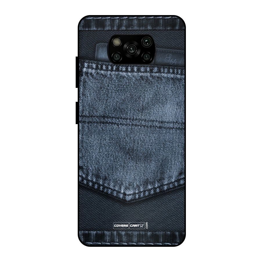 Blue Denim Metal Back Case for Poco X3
