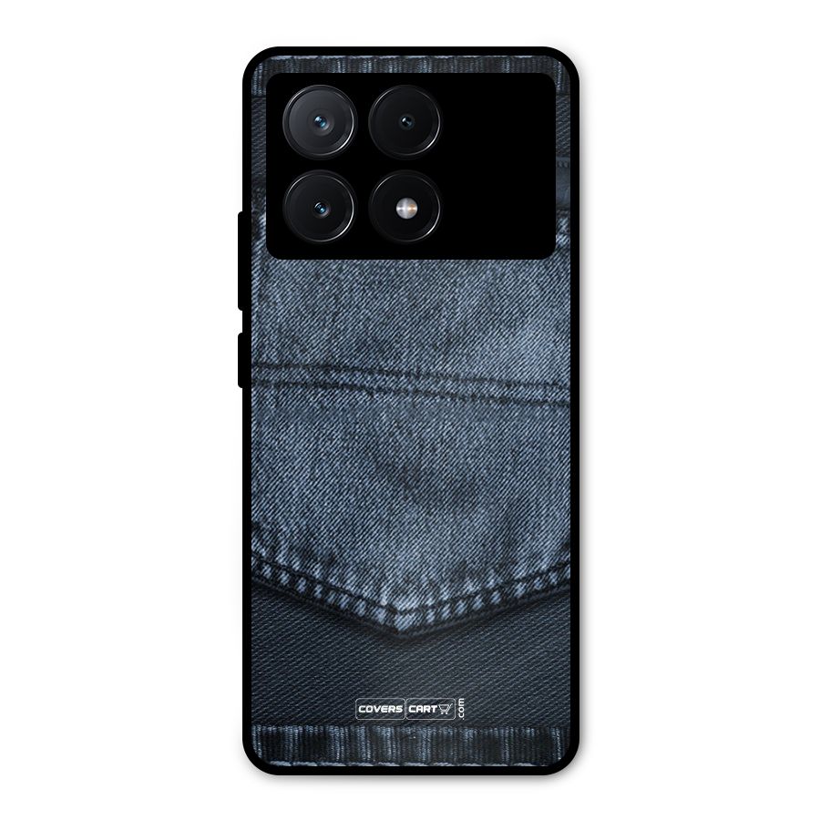 Blue Denim Metal Back Case for Poco X6 Pro