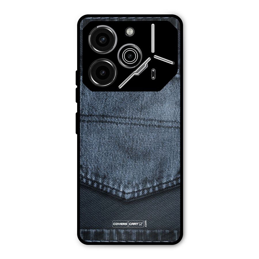 Blue Denim Metal Back Case for Tecno Pova 6 Pro