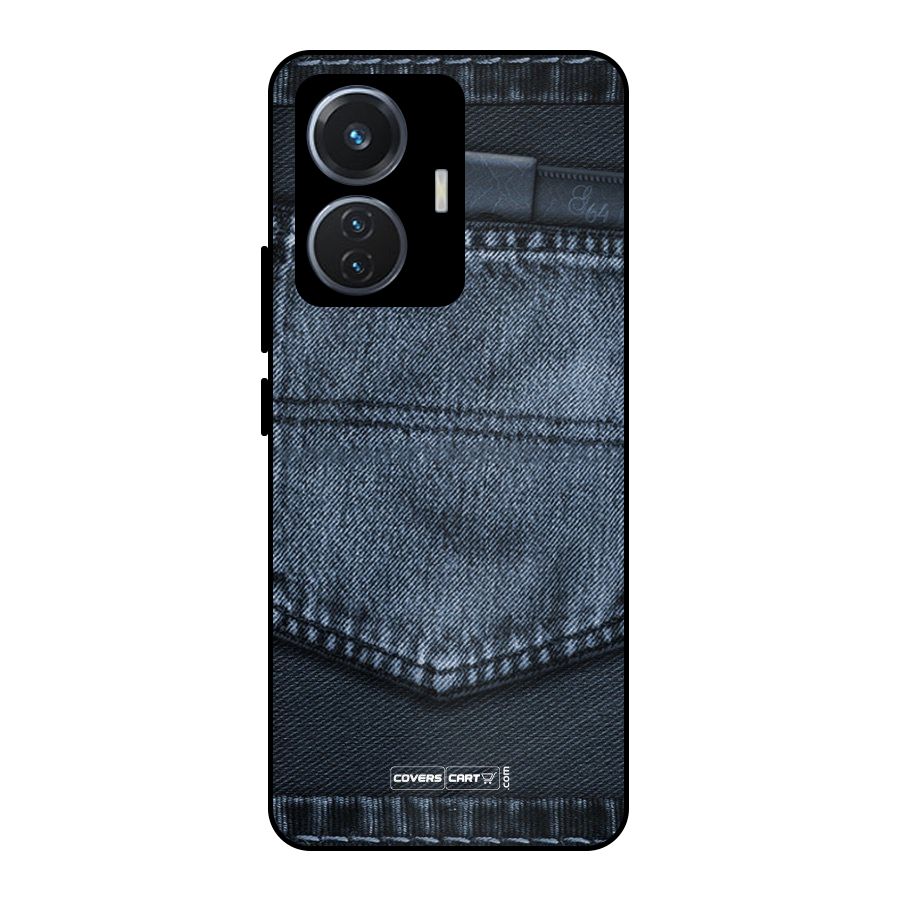 Blue Denim Metal Back Case for Vivo T1 44W