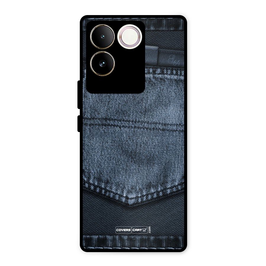Blue Denim Metal Back Case for Vivo T2 Pro