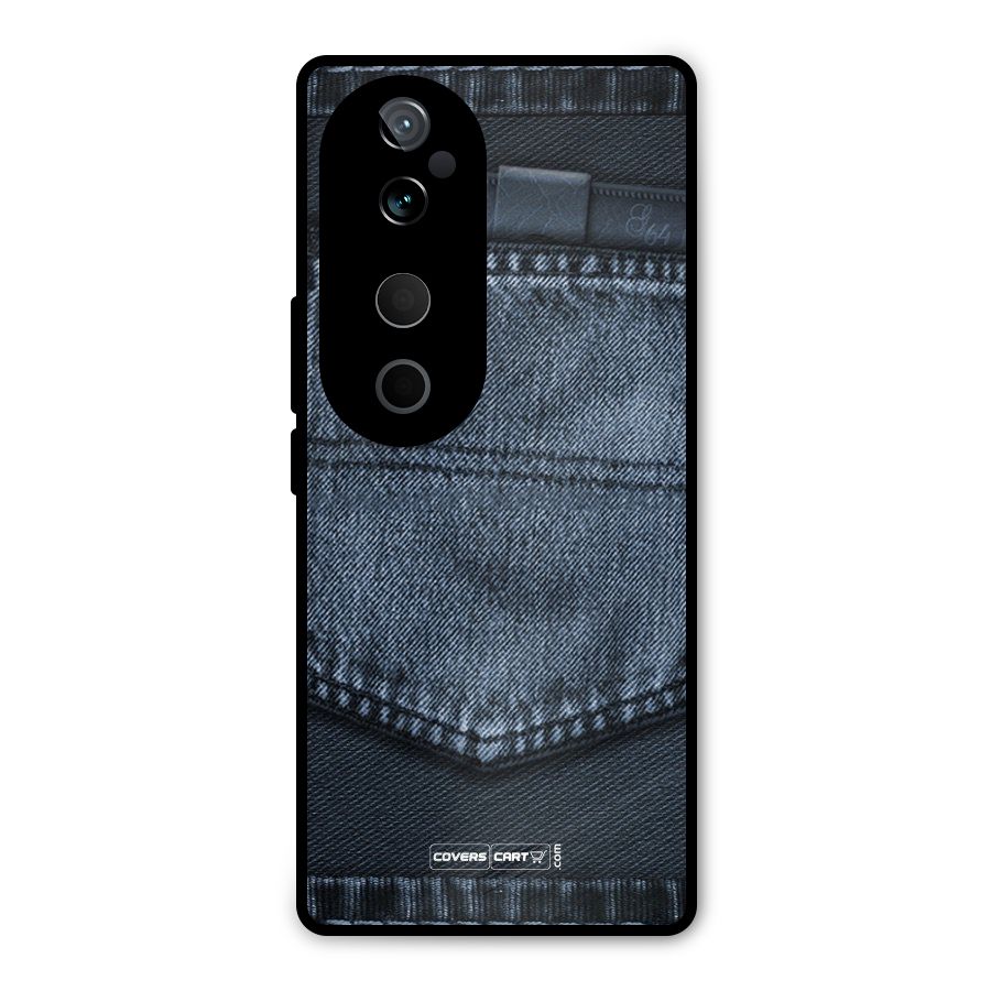 Blue Denim Metal Back Case for Vivo T3 Ultra