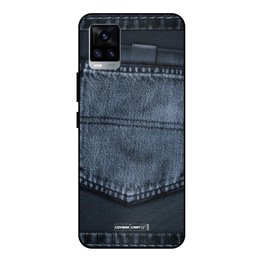 Blue Denim Metal Back Case for Vivo V20 2021