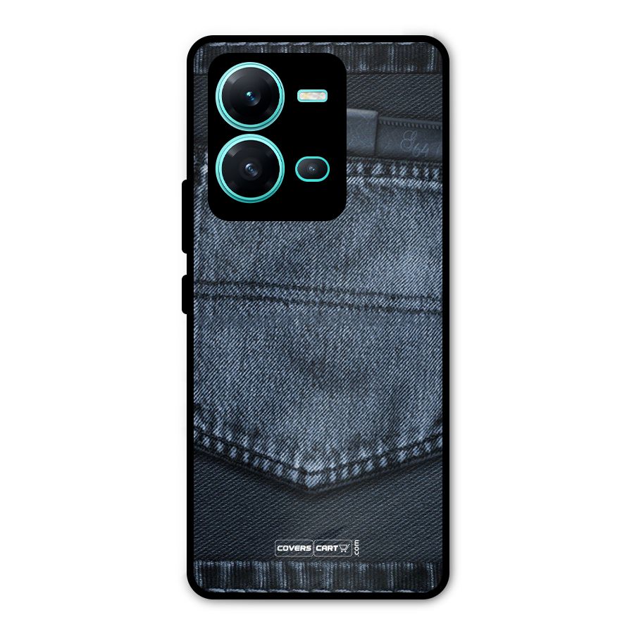 Blue Denim Metal Back Case for Vivo V25