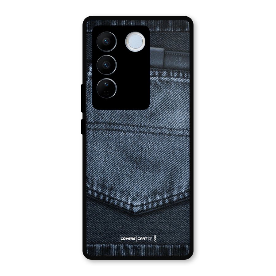 Blue Denim Metal Back Case for Vivo V27