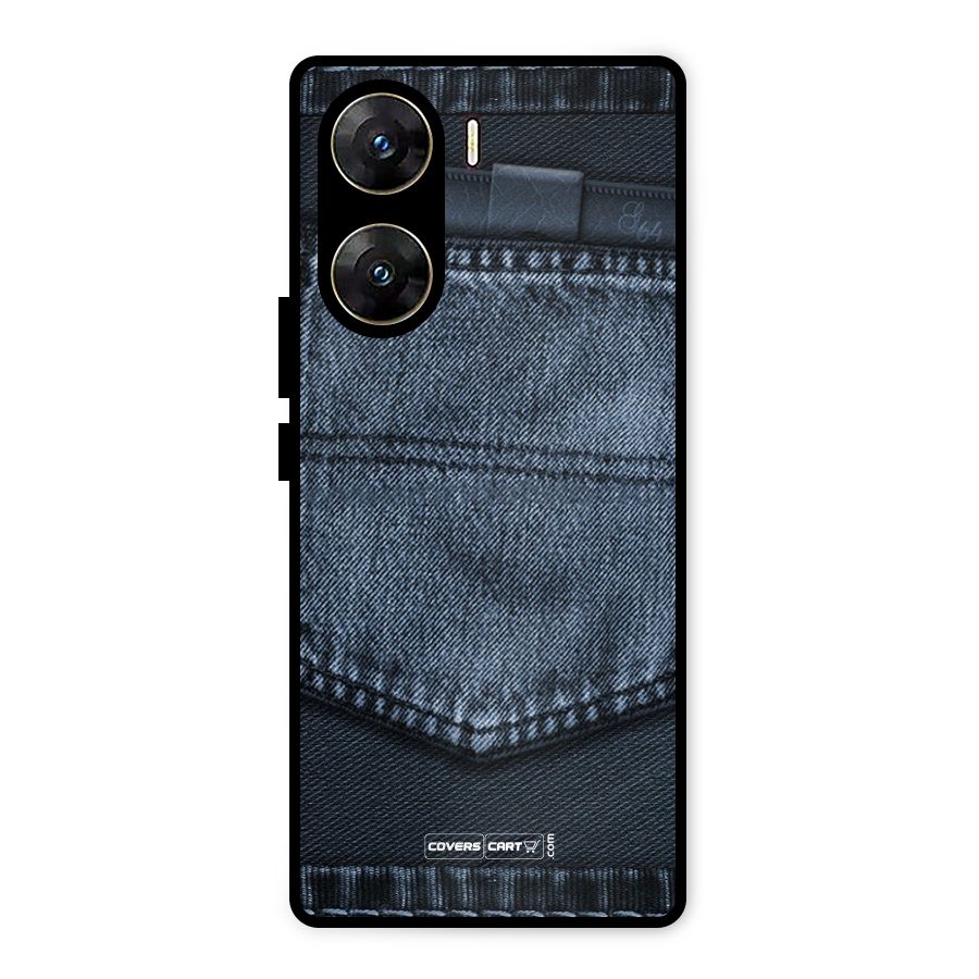 Blue Denim Metal Back Case for Vivo V29e