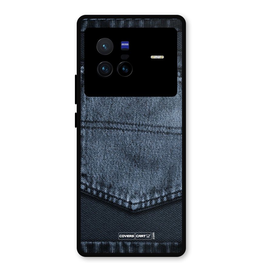 Blue Denim Metal Back Case for Vivo X80