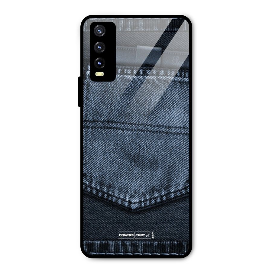 Blue Denim Metal Back Case for Vivo Y20 2021