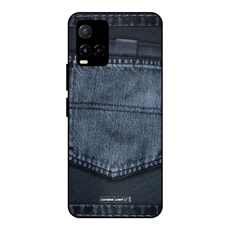 Blue Denim Metal Back Case for Vivo Y21T