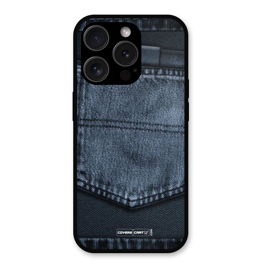Blue Denim Metal Back Case for iPhone 15 Pro