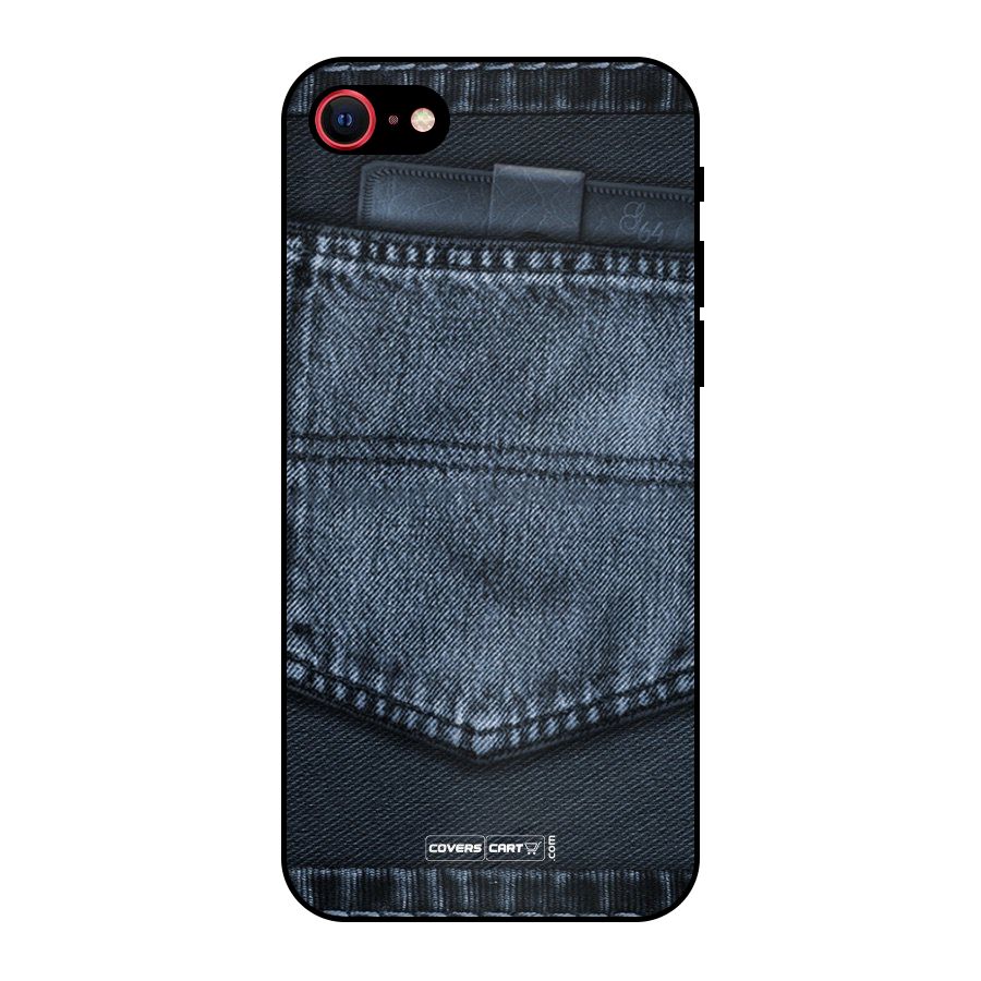 Blue Denim Metal Back Case for iPhone 8