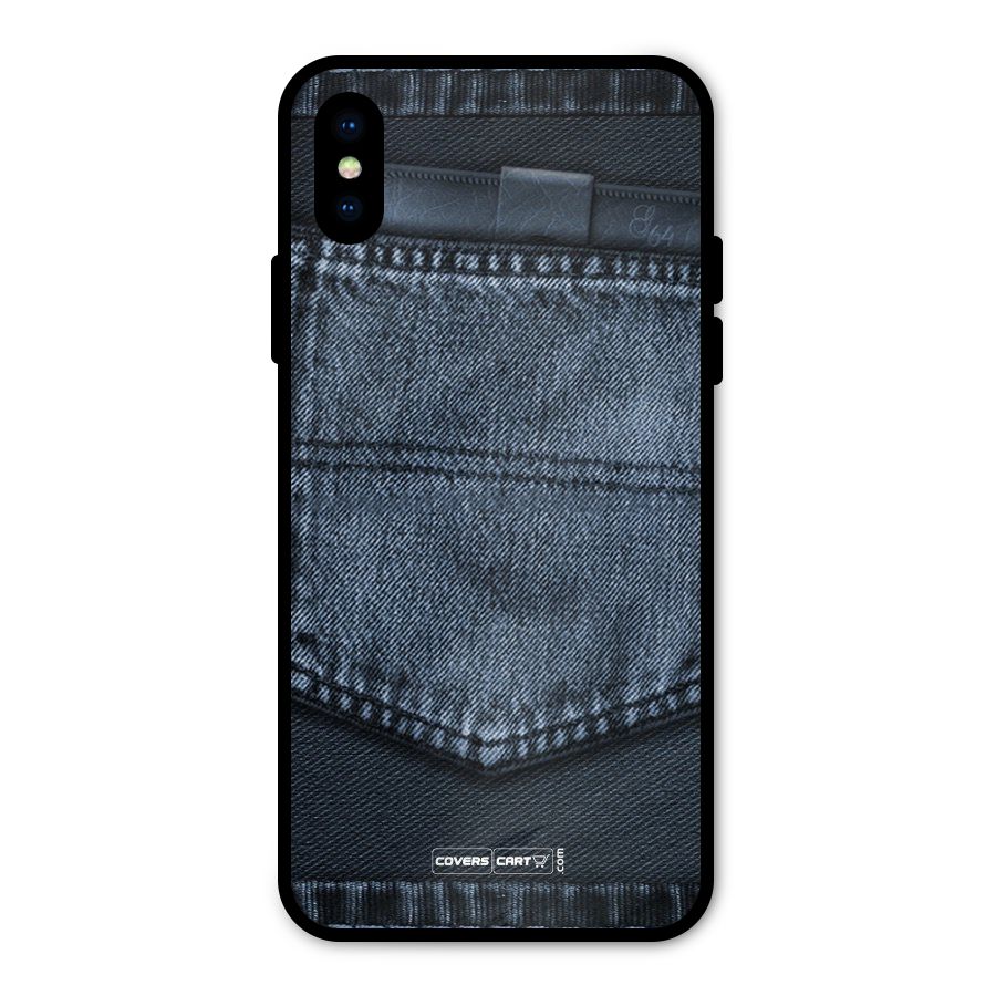 Blue Denim Metal Back Case for iPhone X