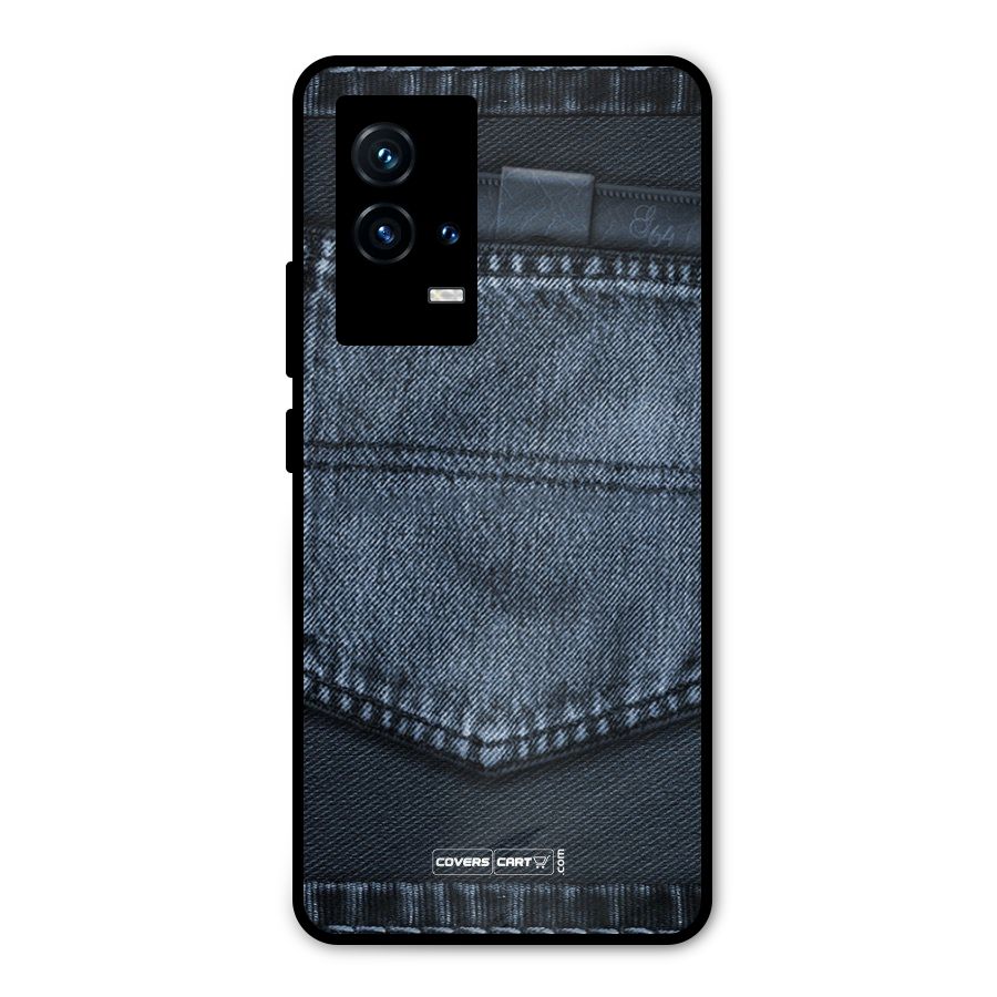 Blue Denim Metal Back Case for iQOO 9 5G