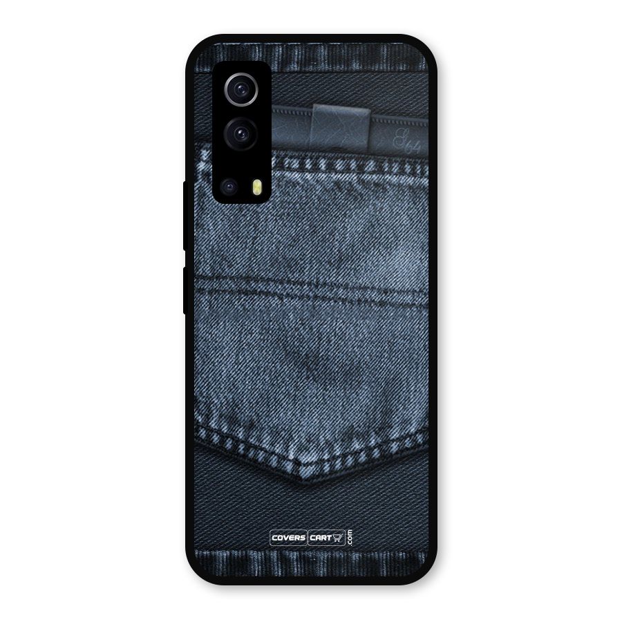 Blue Denim Metal Back Case for iQOO Z3