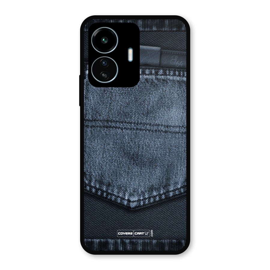 Blue Denim Metal Back Case for vivo iQOO Z6 Lite 5G