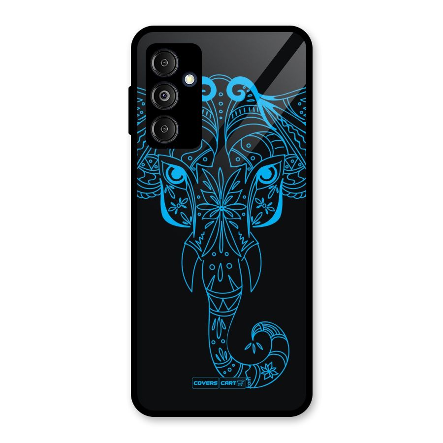 Blue Elephant Ethnic Glass Back Case for Galaxy M14 5G