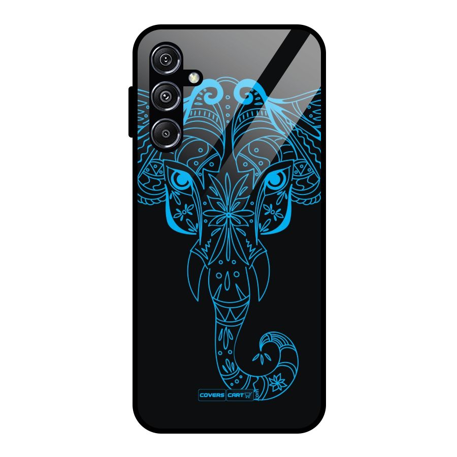 Blue Elephant Ethnic Glass Back Case for Galaxy M34 5G